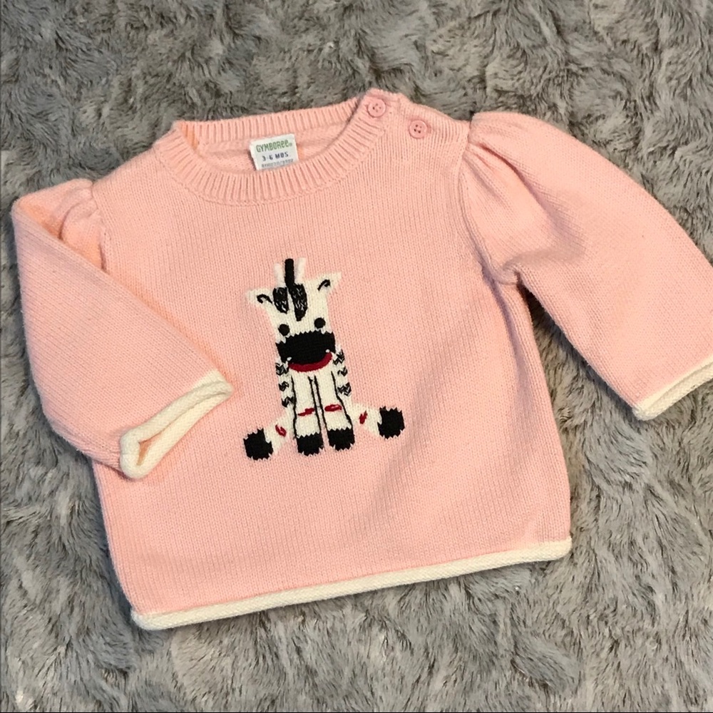 GYMBOREE Girls Pink Zebra Sweater 3-6 Months